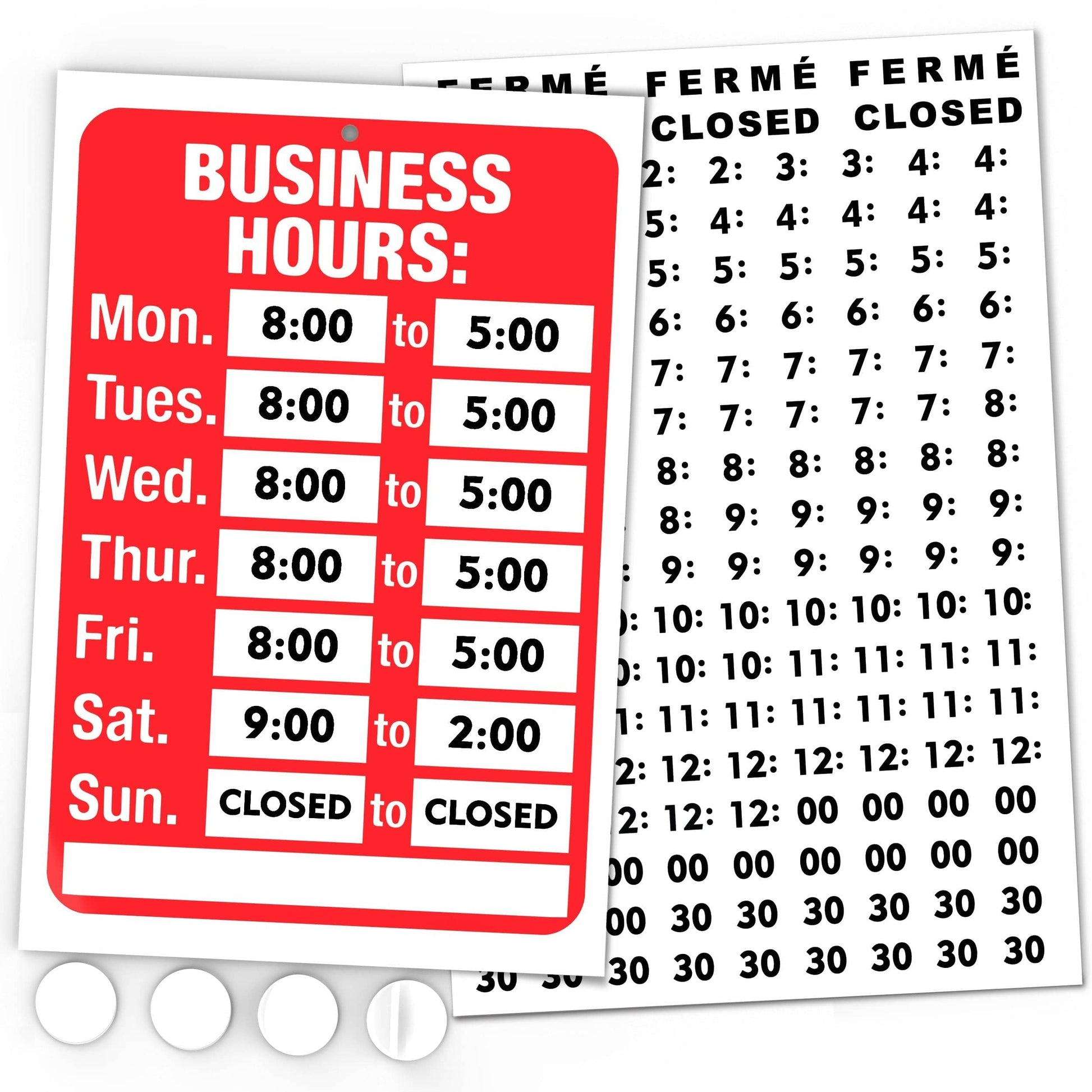 Business Hours Sign Kit, Bright Red and White Colors | Altavista Signs