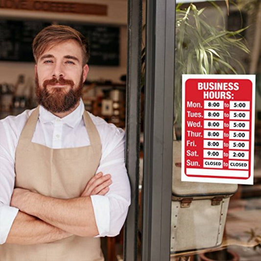Business Hours Sign Kit, Bright Red and White Colors | Altavista Signs