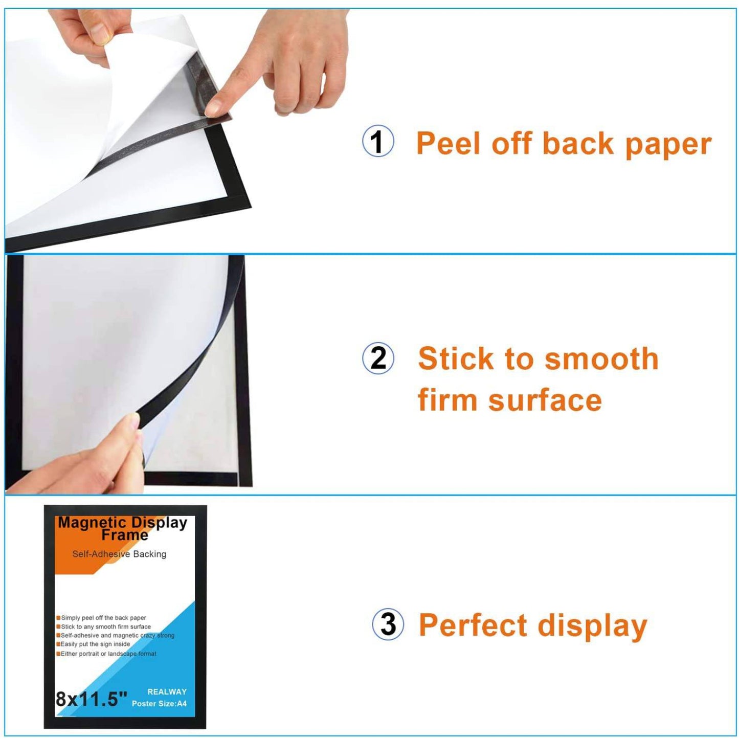 Letter Size 8"x11.5" Self-Adhesive Magnetic Display Frame Double Sided - Altavista Signs