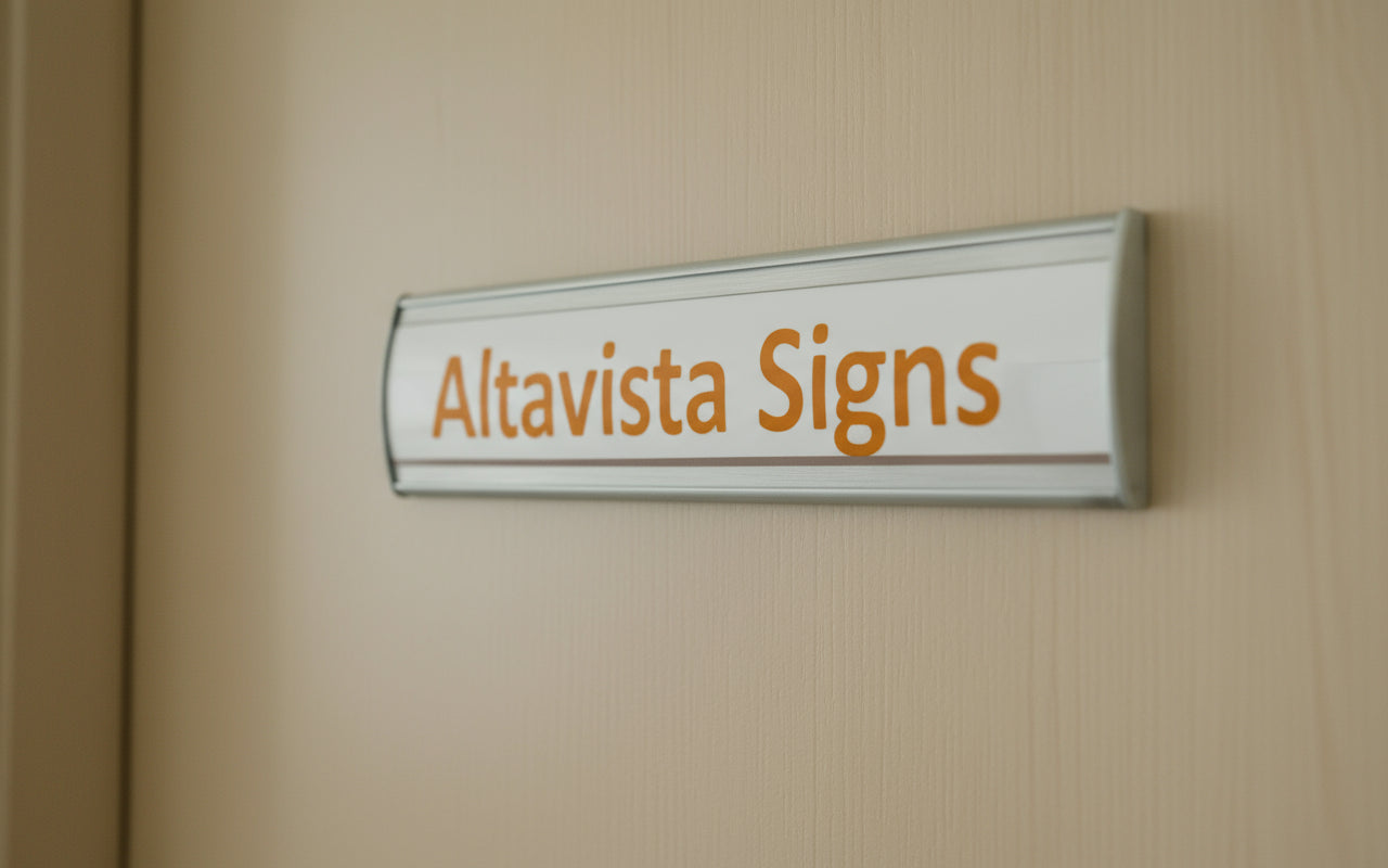 Silver Aluminum Curved Nameplate Sign Holder – 60 mm x 250 mm, Wall or Door Mount
