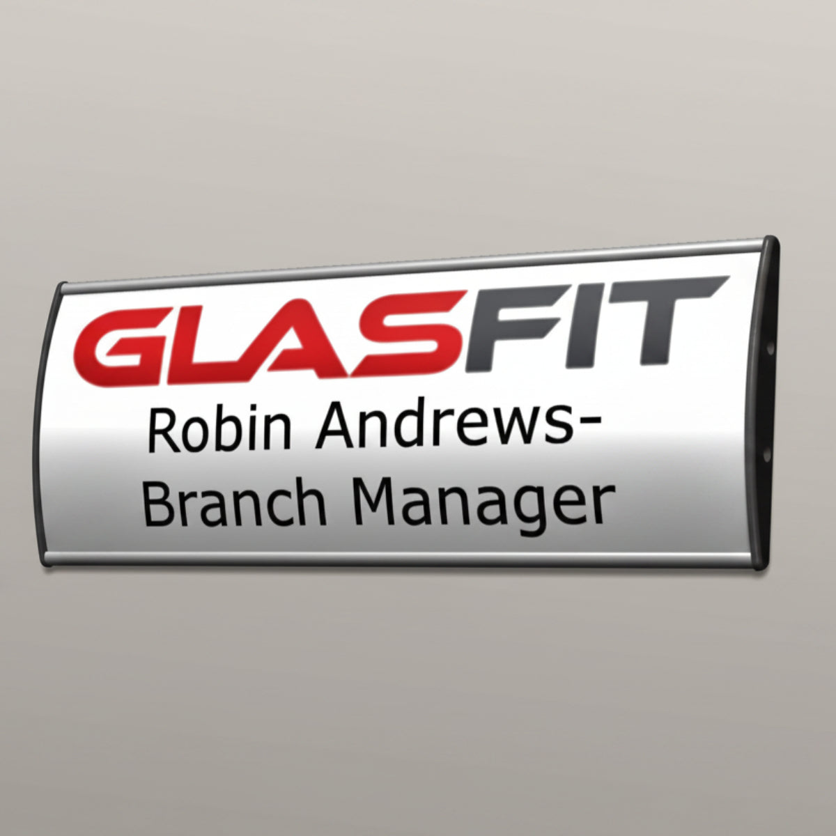 Silver Aluminum Curved Nameplate Sign Holder – 60 mm x 250 mm, Wall or Door Mount