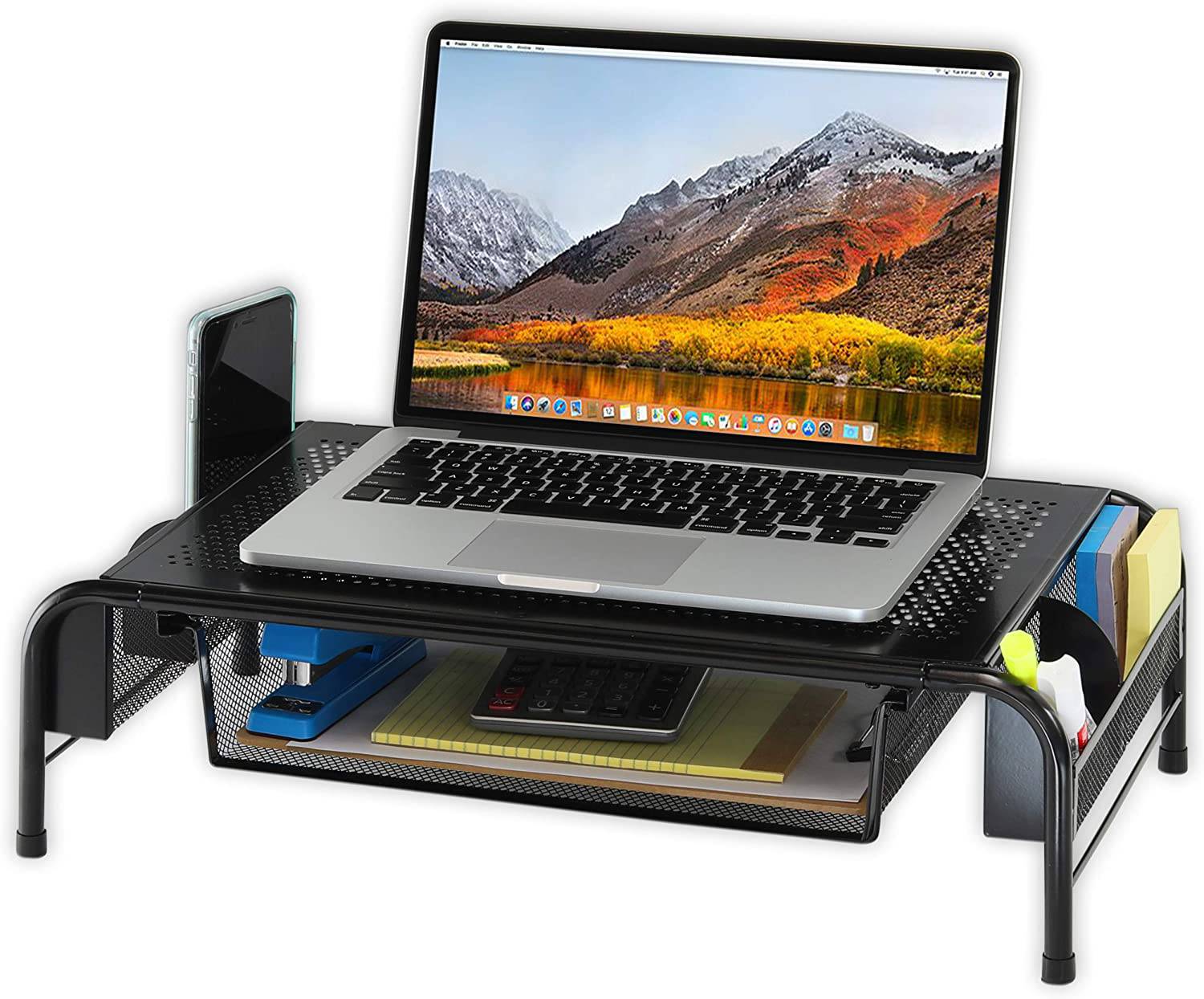 Metal Desk Monitor Stand Riser with Organizer Drawer - Altavista Signs