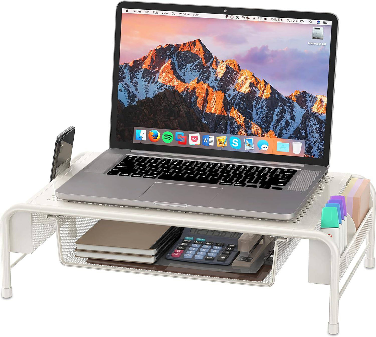 Metal Desk Monitor Stand Riser with Organizer Drawer - Altavista Signs