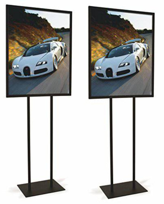 22" Wide x 28" Bulletin Sign Holder Flat Base Black. Set of 2 - Altavista Signs