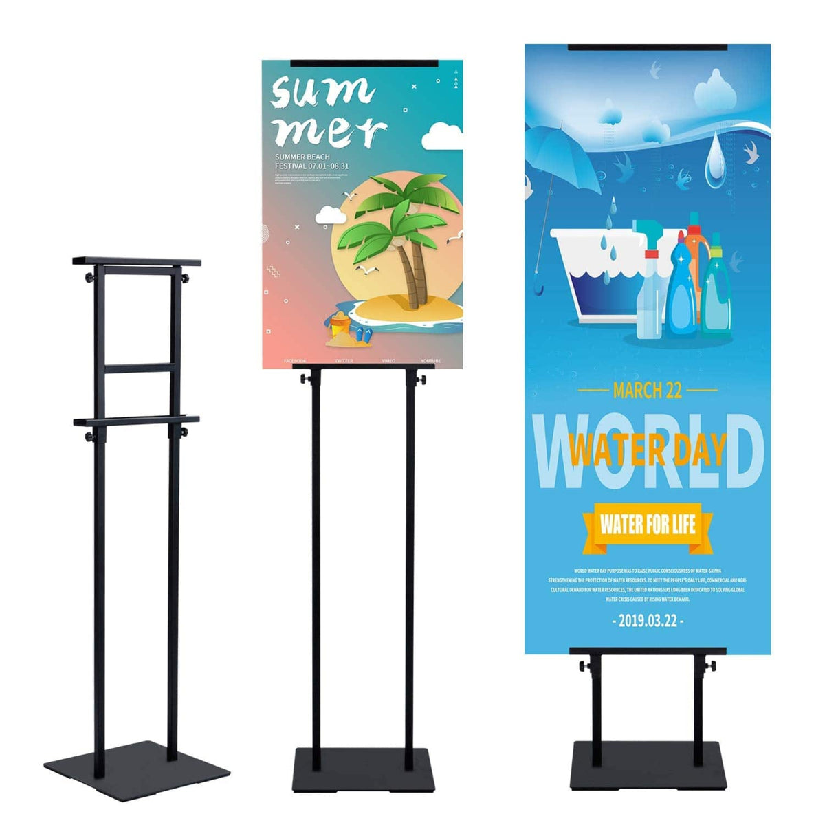 Heavy Duty Poster Stand Non-Slip Mat Base, Adjustable Up to 78 inch - Altavista Signs