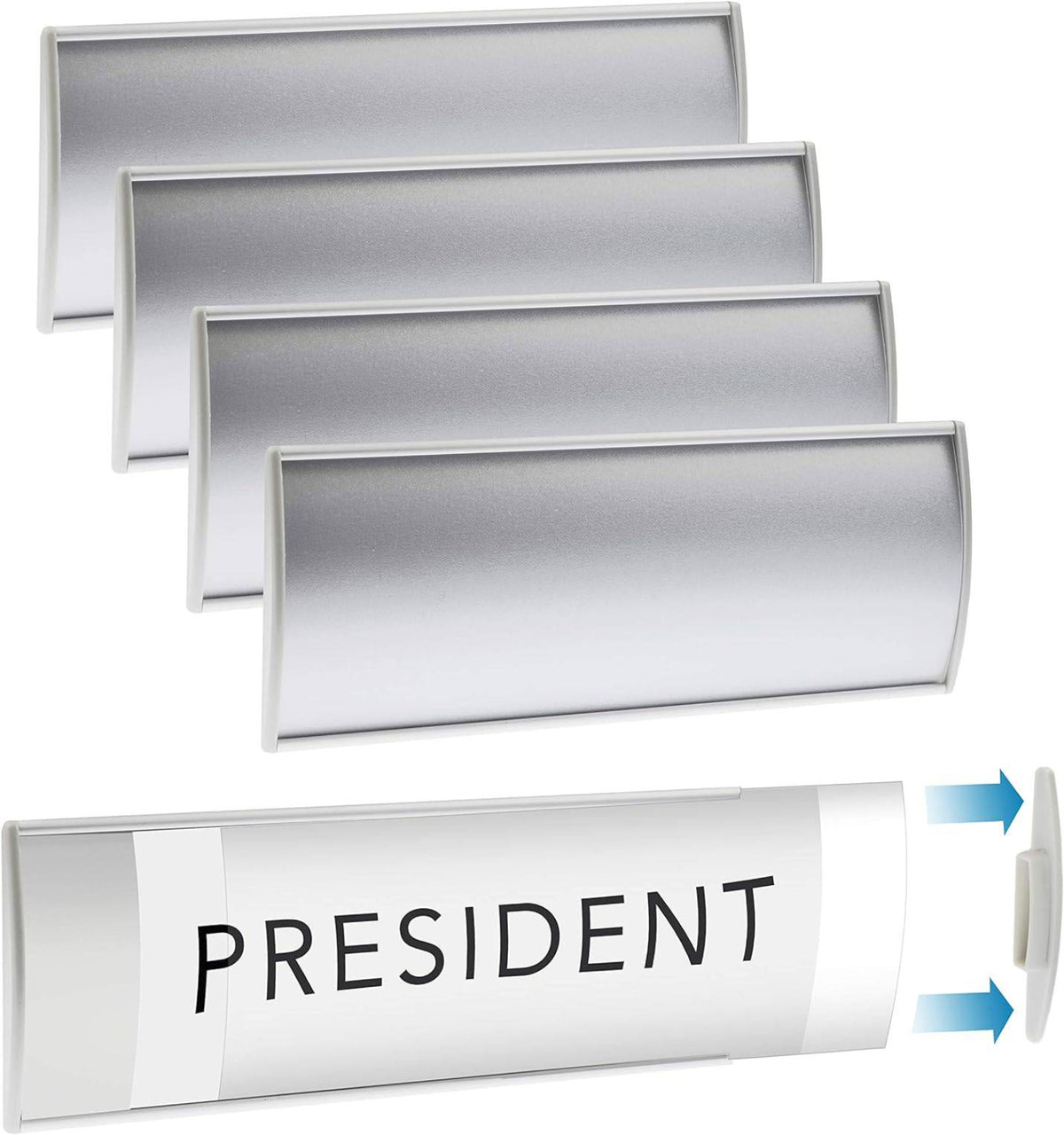 Office Aluminum Wall or Door Mount Curved Sign Holder 8.00” W x 3.00” H. Set of 6 - Altavista Signs