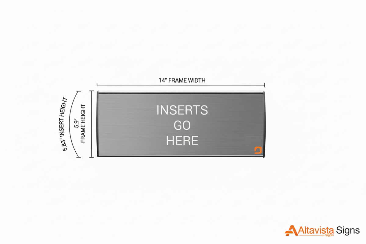 Office Sign Holder for Wall or Door Mount - 6.00" H x 14.00" W. Set of 2 - Altavista Signs