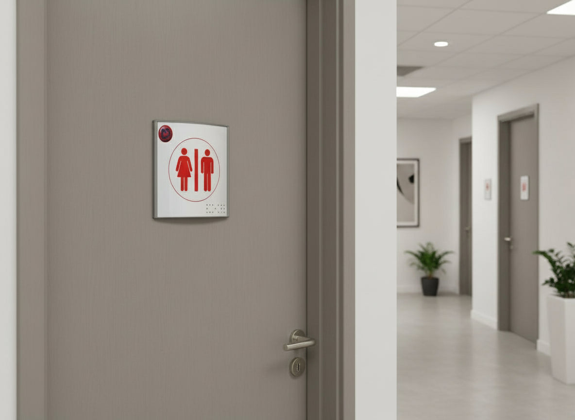 Office Sign Holder for Wall or Door Mount RESTROOM in braille- 6.00" x 6.00". Set of 6 - Altavista Signs