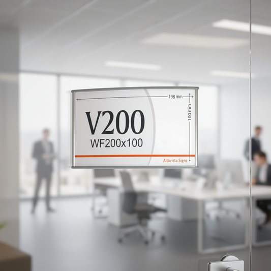 Office Sign Holder for Wall or Door Mount - H 100 mm x W 200 mm. Set of 2 - Altavista Signs