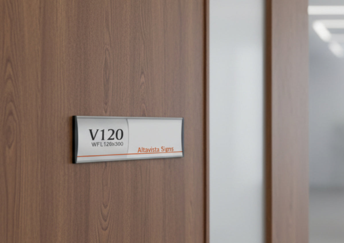 Office Sign Holder for Wall or Door Mount - H 120 mm x W 300 mm. Set of 2 - Altavista Signs