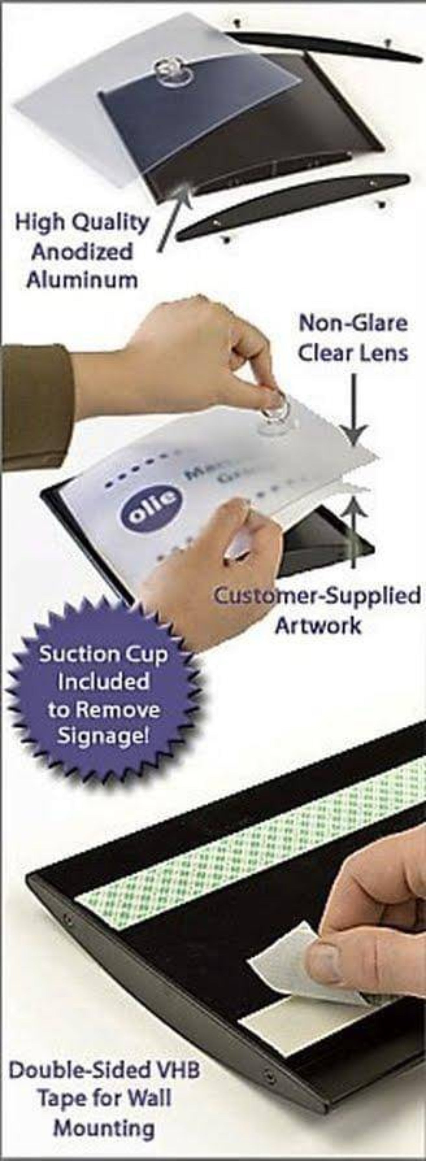 Office Sign Holder for Wall or Door Mount - H 120 mm x W 300 mm. Set of 2 - Altavista Signs