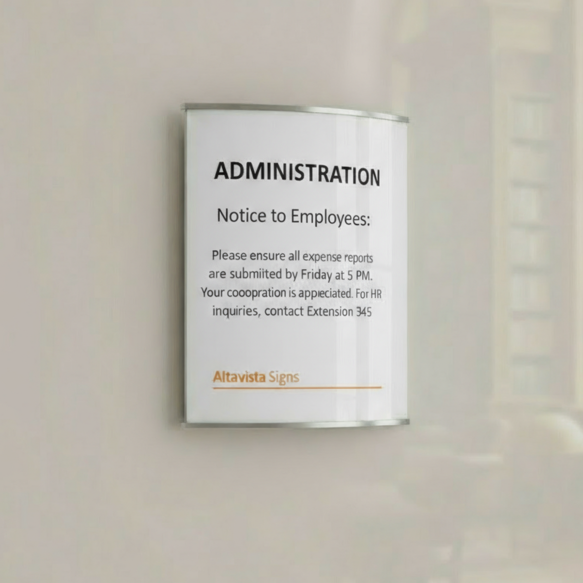 Office Sign Holder Wall or Door Mount -Letter 11.00" H x 8.50" W. SET OF 5 - Altavista Signs