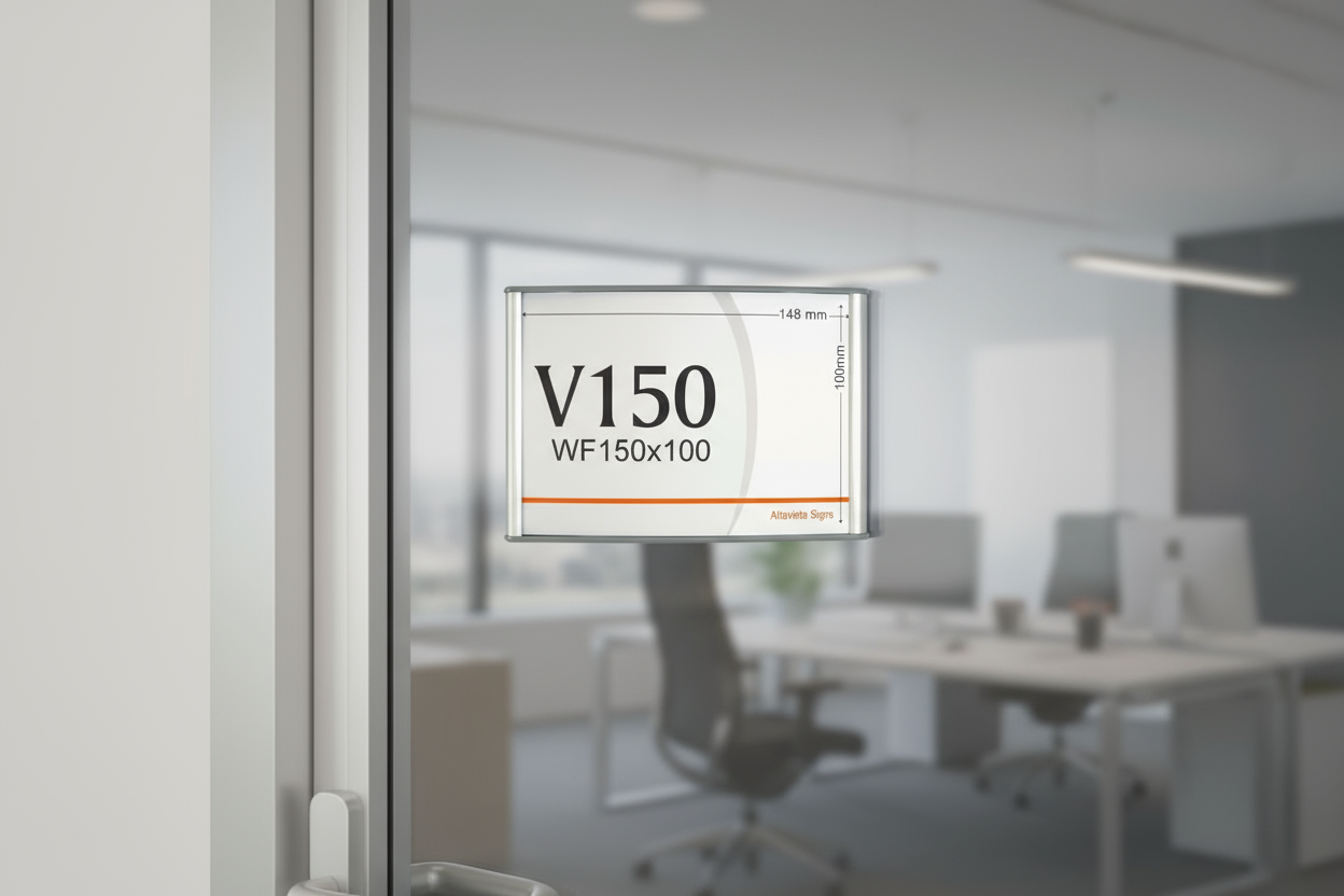 Office Sign Holder for Wall or Door Mount - Portrait 4.00" H x 6.00" W - Altavista Signs
