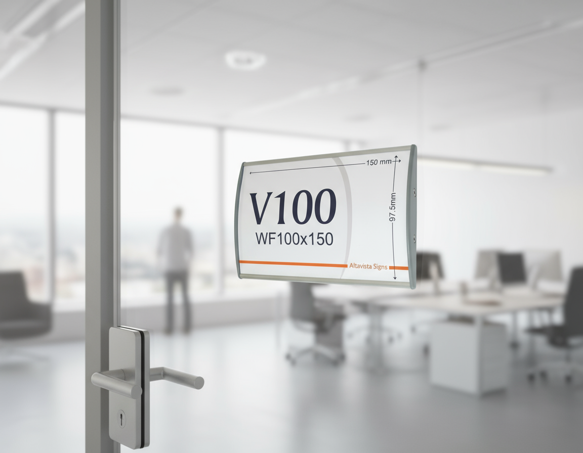 Office Sign Holder for Wall or Door Mount - 4.00" H x 6.00" W. Set of 4