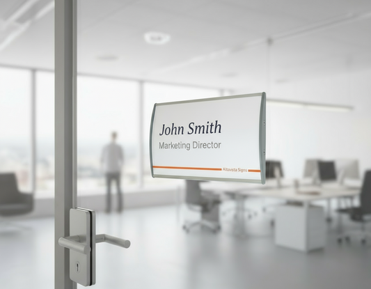 Office Sign Holder for Wall or Door Mount - 4.00" H x 6.00" W. Set of 4