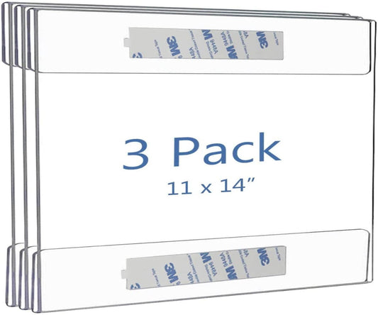 Clear Acrylic Sign Holder 11 x 14 inches Wall Mount Sign Holder Frame. Set of 3 - Altavista Signs
