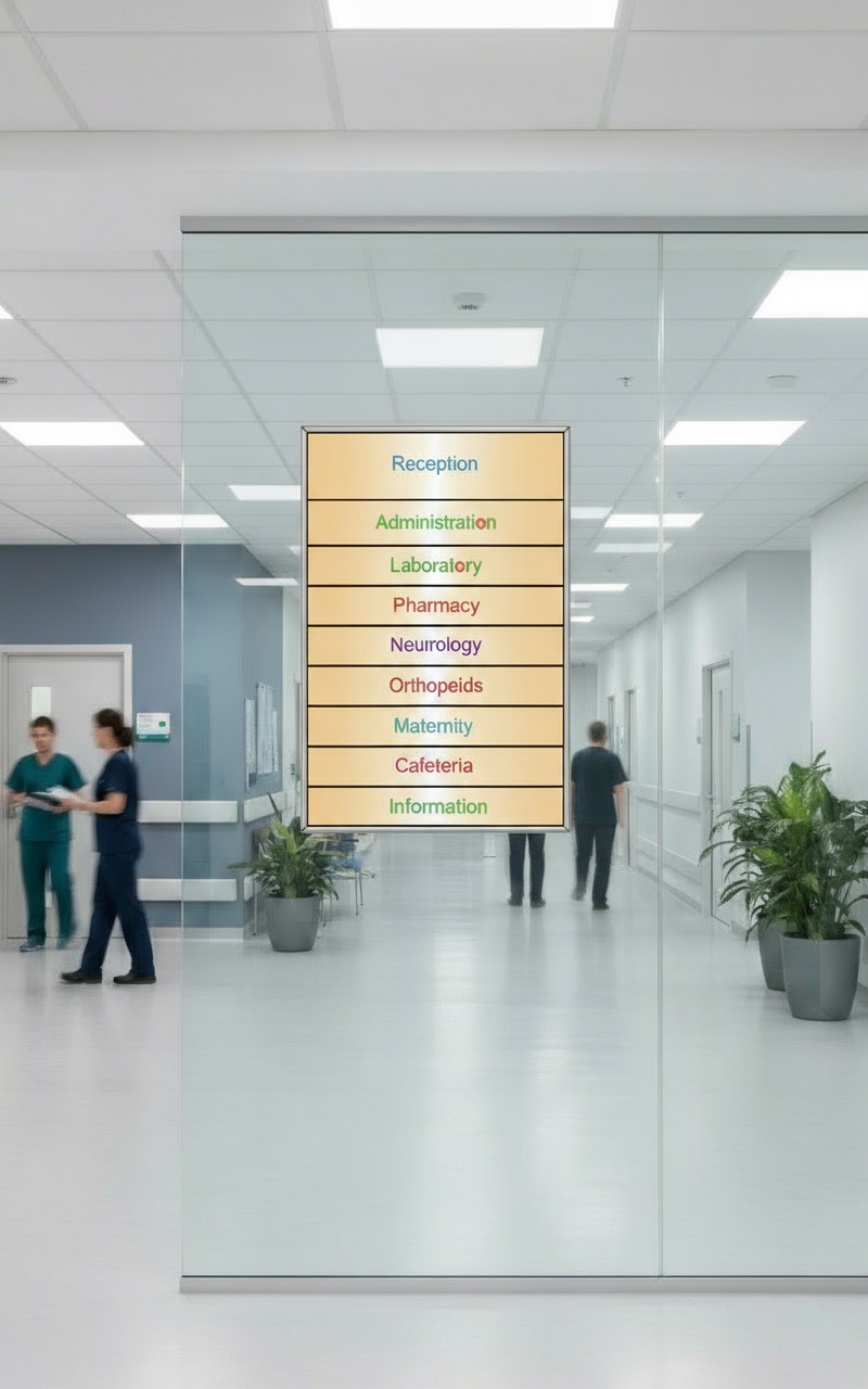 Aluminum Modular Wall Directory Sign D13U-v500-9 Sections, 28.30