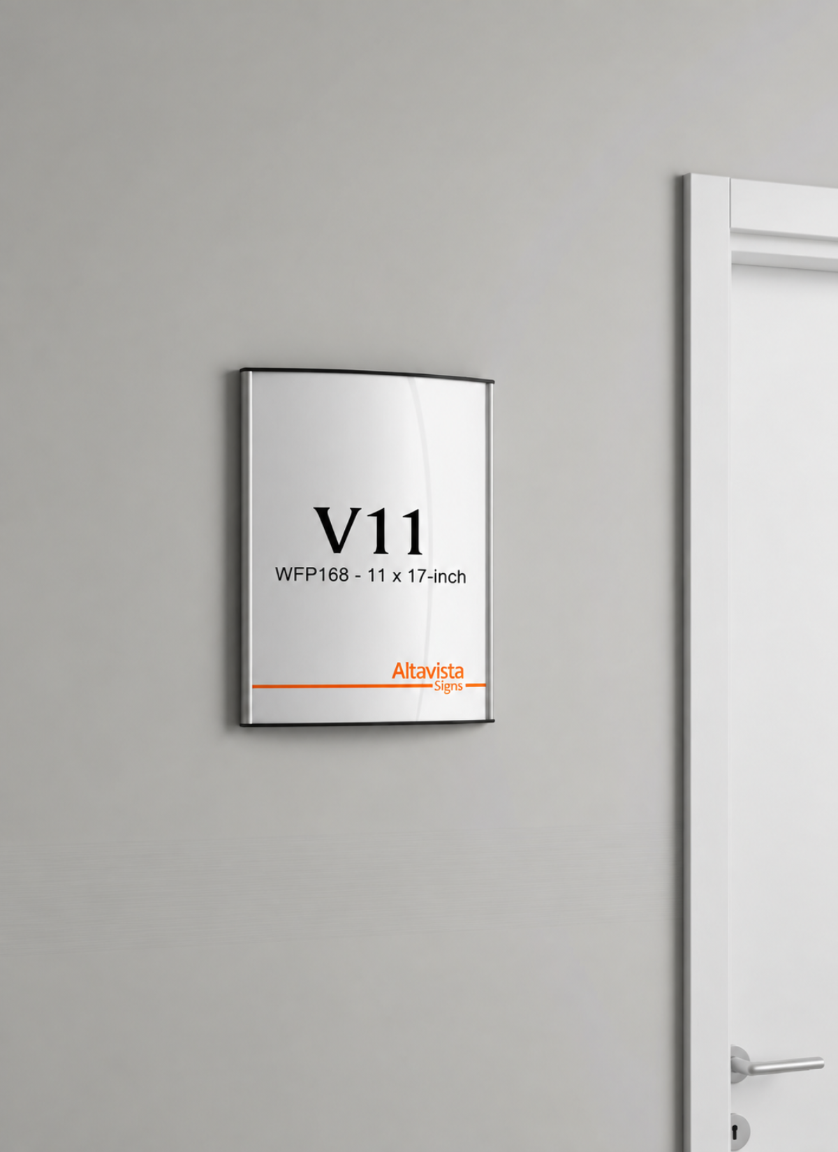 Curved Aluminum Office Sign Holder – v11x17-inch