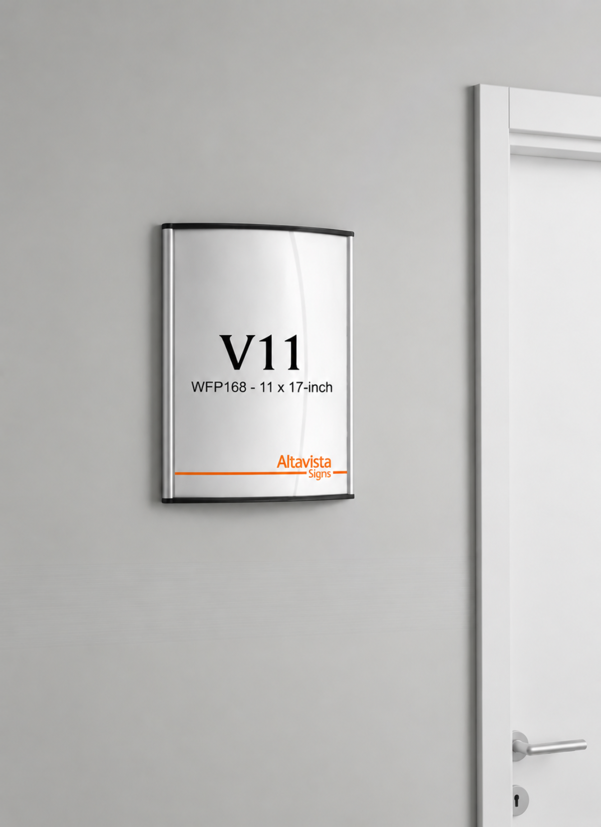 Curved Aluminum Office Sign Holder – v11x17-inch