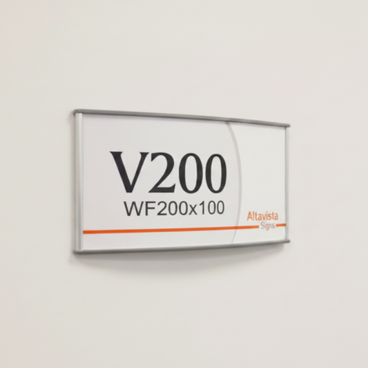 Curved Aluminum Office Sign Holder – Wall/Door Mount, 4" Wide, WF200