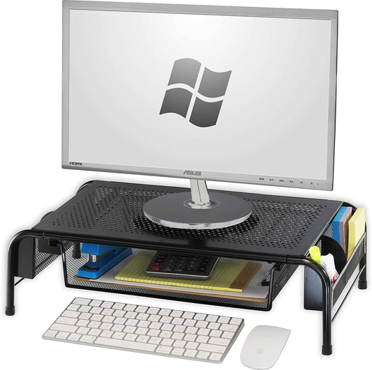 Metal Desk Monitor Stand Riser with Organizer Drawer - Altavista Signs