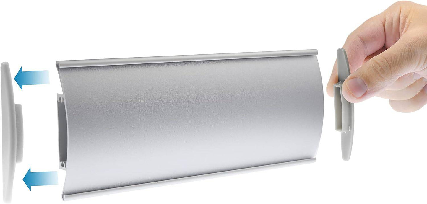 Office Aluminum Wall or Door Mount Curved Sign Holder 8.00” W x 3.00” H. Set of 6 - Altavista Signs