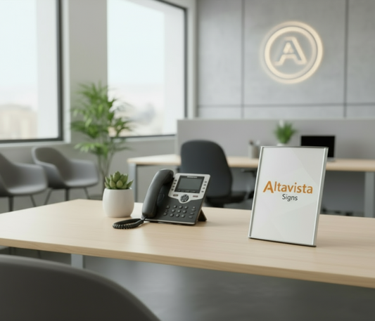 Altavista Signs: Aluminum Table Top Sign Holders - Letter Size, Curved Design