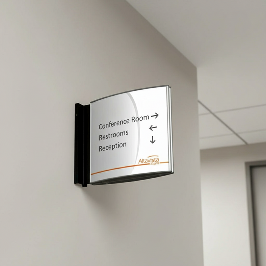 6" x 6" Office Hallway Flag Sign – Double-Sided Curved Aluminum