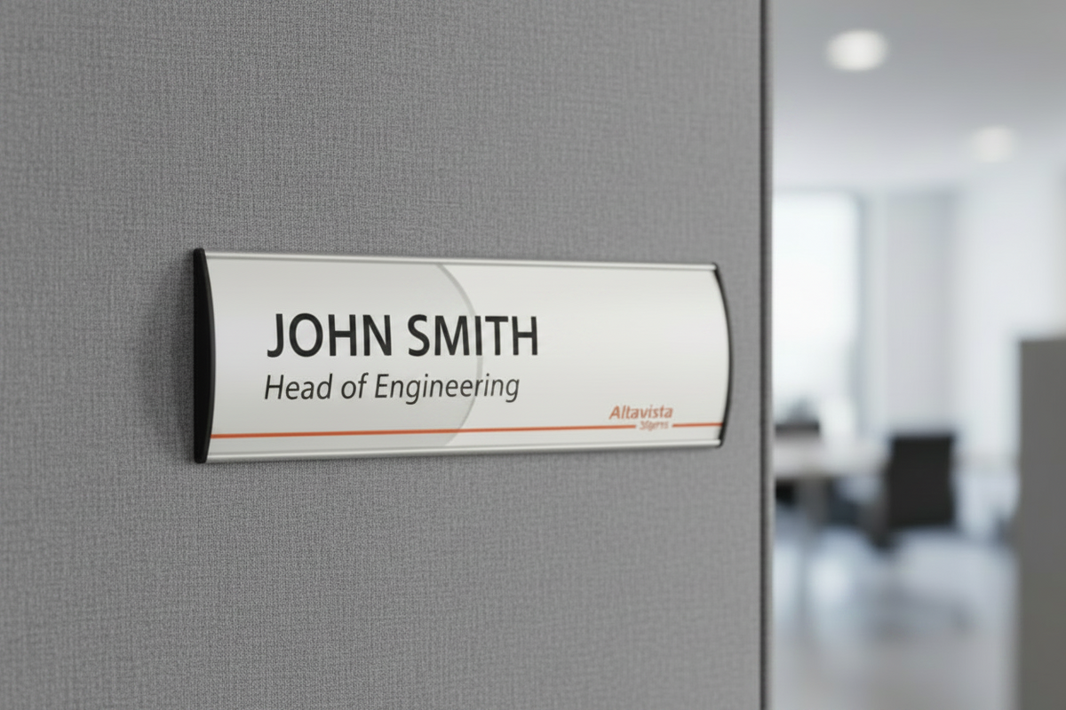 Curved Aluminum Office Door Sign Holder, 4.72" x 12"