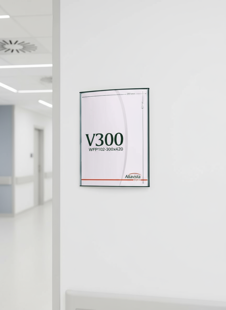 A3 Office Sign Holder – Wall/Door Mount, Curved Aluminum (Set of 2)
