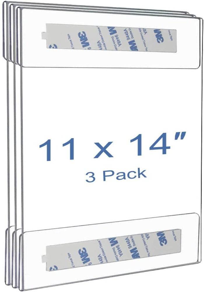 Clear Acrylic Sign Holder 11 x 14 inches Wall Mount Sign Holder Frame. Set of 3 - Altavista Signs