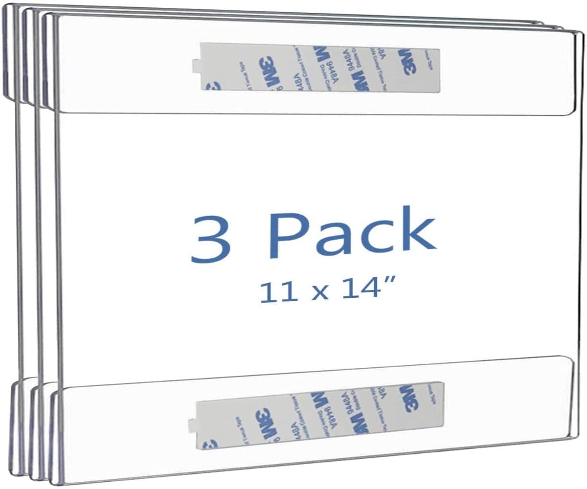 Clear Acrylic Sign Holder 11 x 14 inches Wall Mount Sign Holder Frame. Set of 3 - Altavista Signs