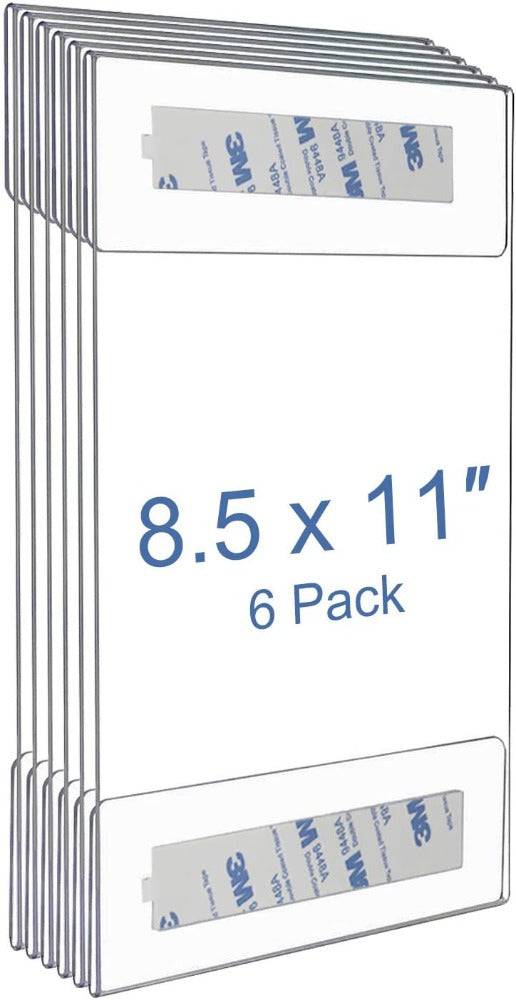 Clear Plastic Acrylic Sign Holder 8.5x11 in Landscape or Portrait Wall Mount Sign Poster Holder. Set of 6 - Altavista Signs